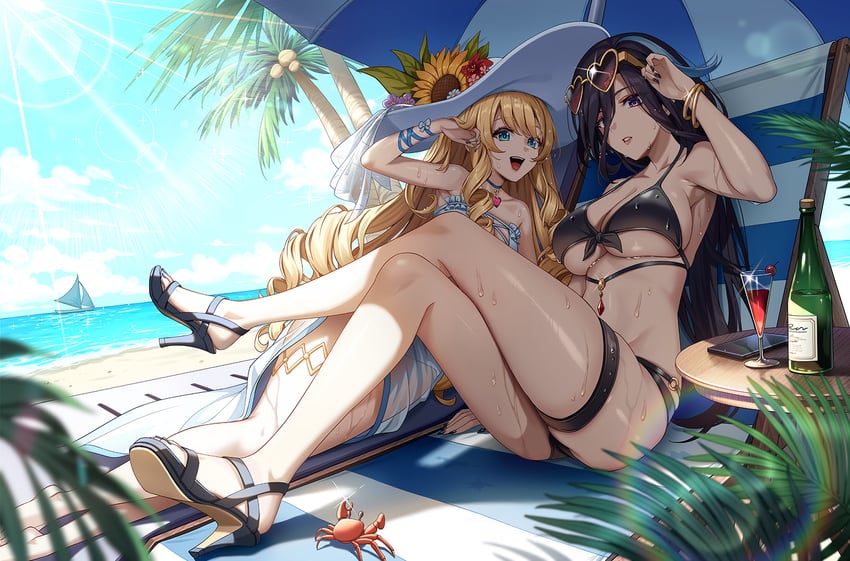 clorinde and navia (genshin impact) drawn by no-ba