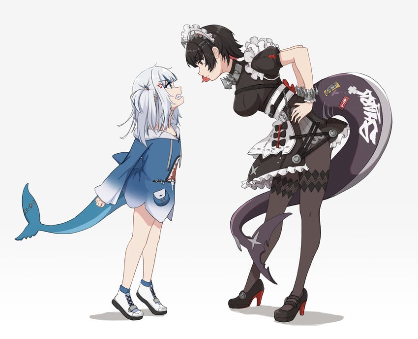 gawr gura and ellen joe (hololive and 4 more) drawn by lygon