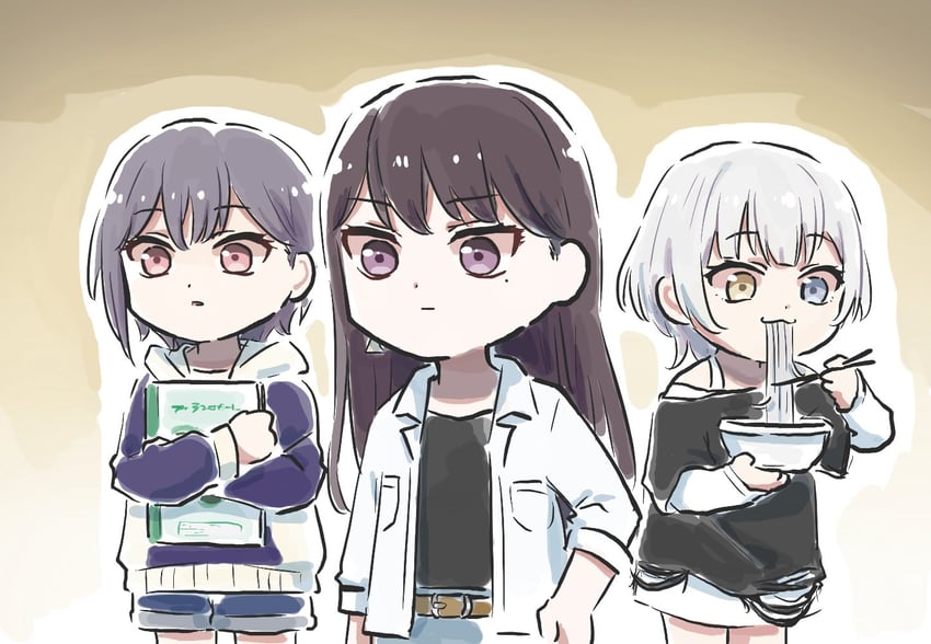 shiina taki, takamatsu tomori, and kaname raana (bang dream! and 1 more) drawn by lyy
