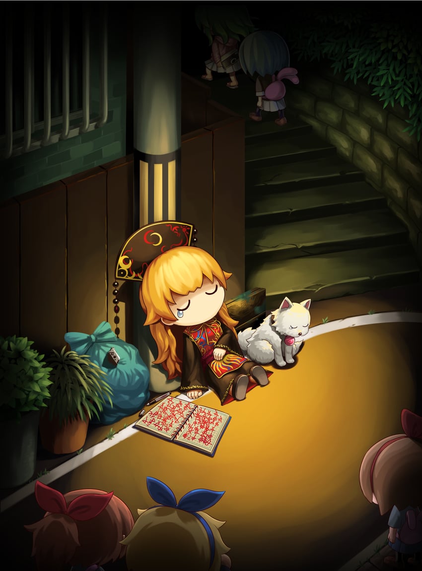 junko, protagonist, haru, yui, omoide no naka no shoujo, and 1 more (touhou and 3 more) drawn by okema