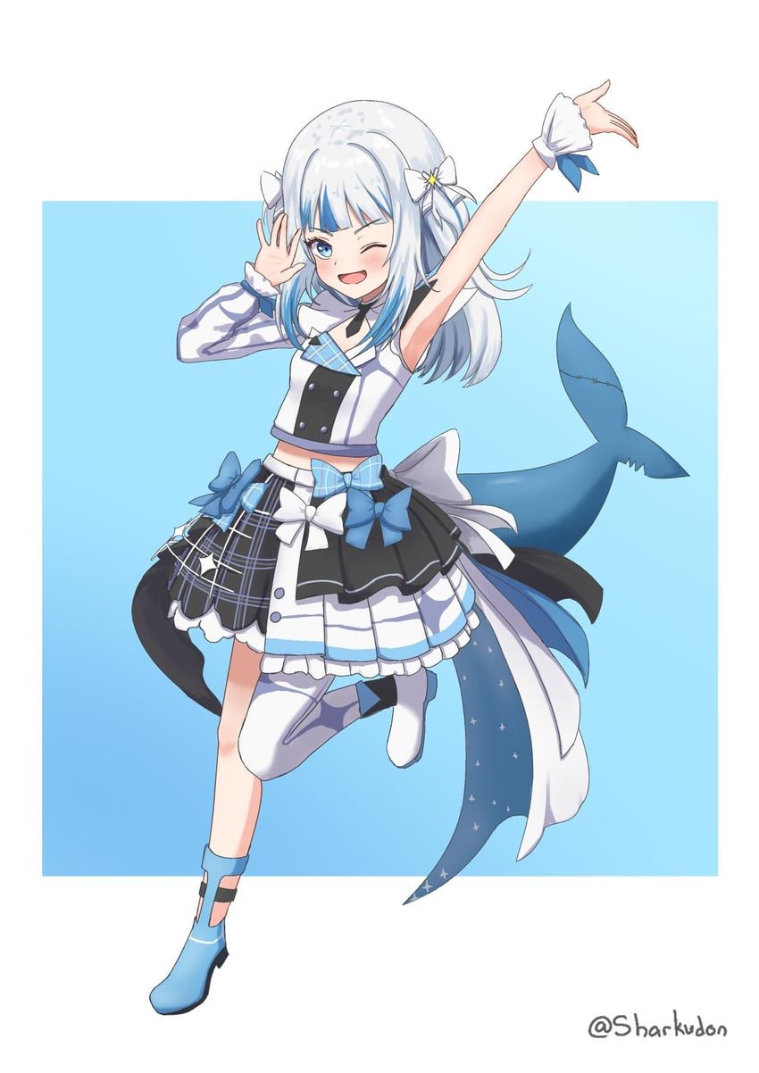 gawr gura (hololive and 1 more) drawn by sharkudon