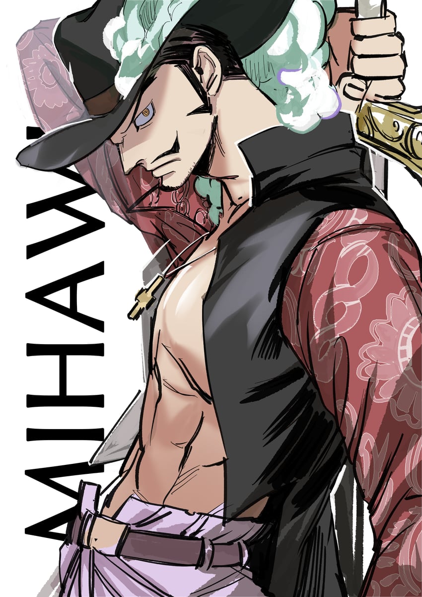 dracule mihawk (one piece) drawn by santagawa