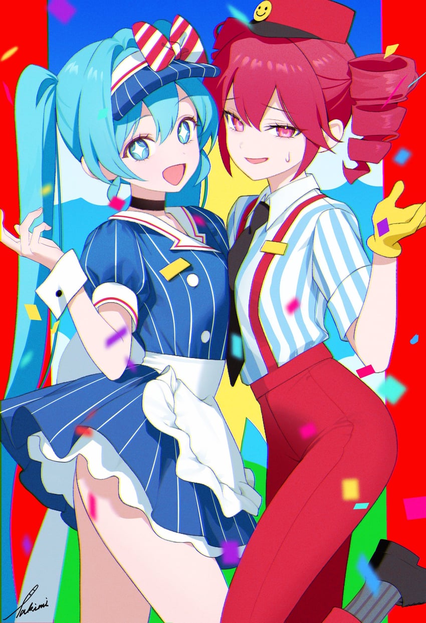 hatsune miku and kasane teto (vocaloid and 2 more) drawn by takimii