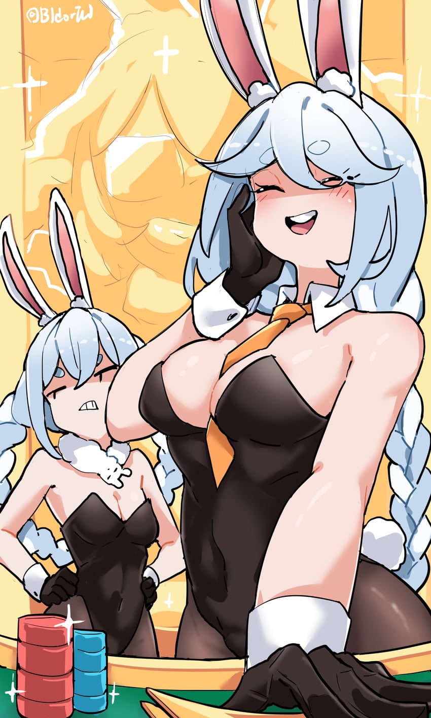 usada pekora, don-chan, and pekomama (hololive and 1 more) drawn by bidortw