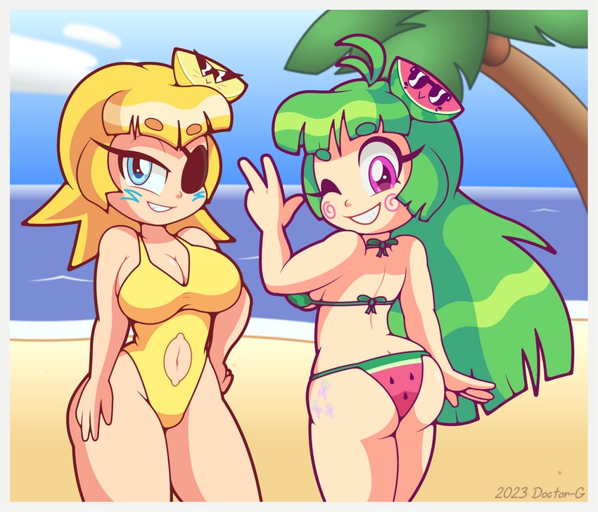 vanna melon, mini melon, and mini lemon (indie virtual youtuber) drawn by doctor-g
