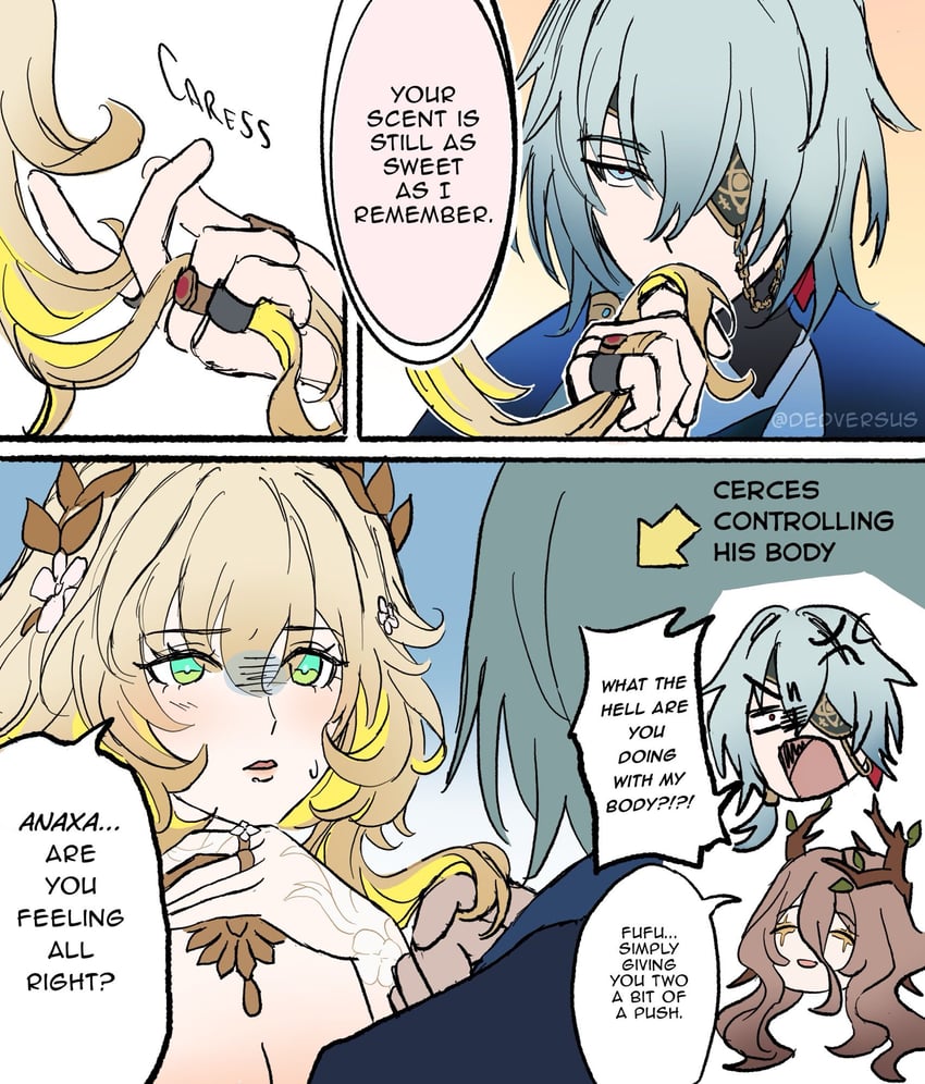 aglaea, anaxa, and calypso (honkai and 1 more) drawn by dedversus