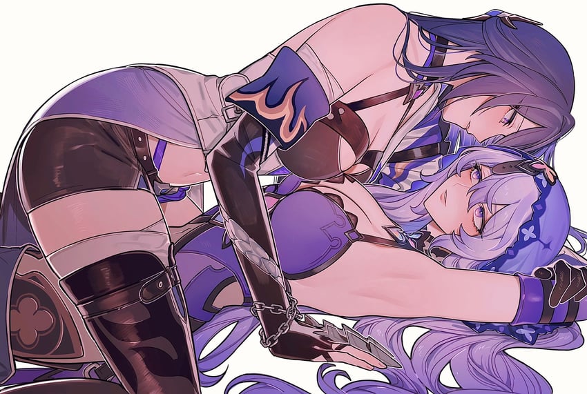 acheron and black swan (honkai and 1 more) drawn by ikarin