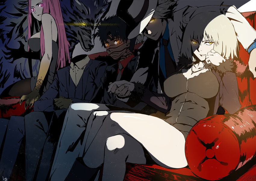 jeanne d'arc alter, medusa, edmond dantes, angra mainyu, gorgon, and 2 more (fate and 2 more) drawn by club3