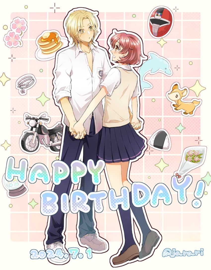 protagonist and sakurai ruka (tokimeki memorial and 2 more) drawn by jo_ro_ri
