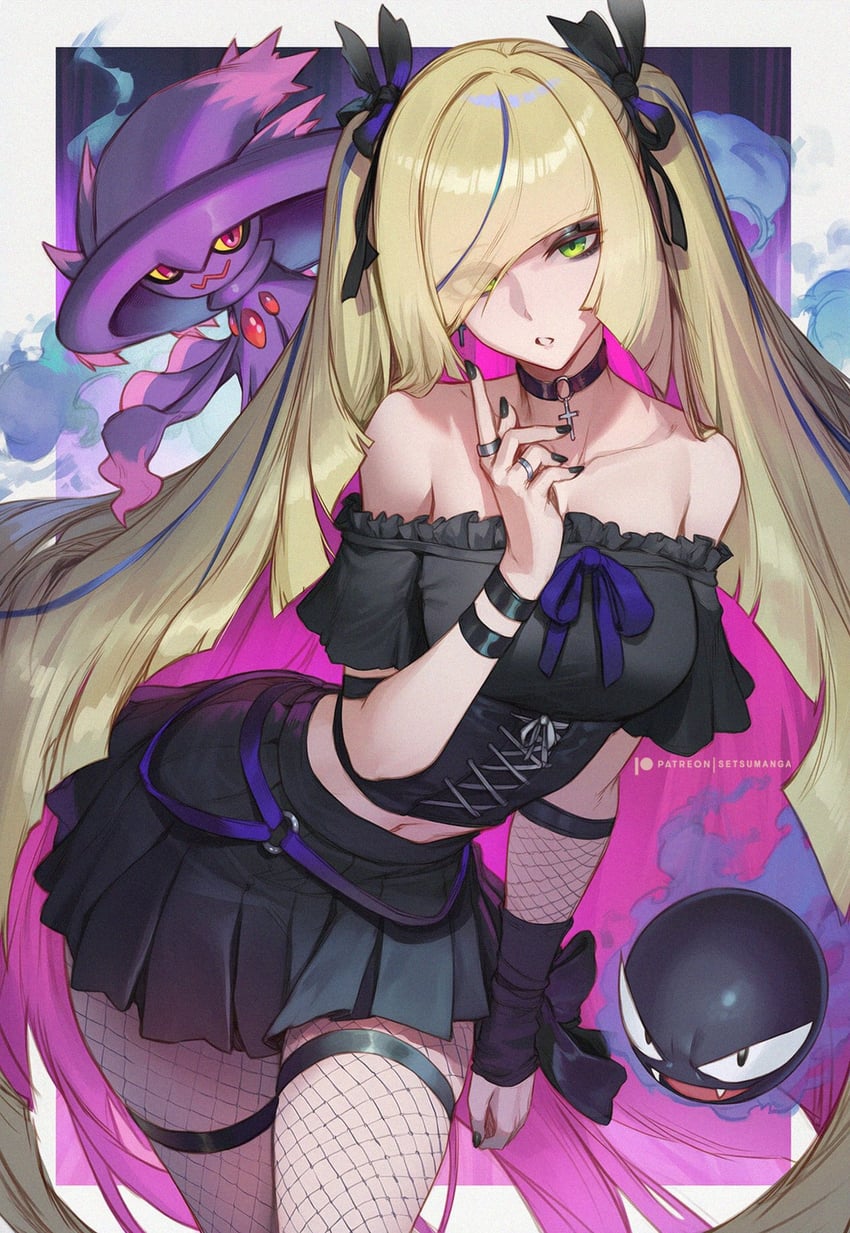 lusamine, gastly, and mismagius (pokemon and 1 more) drawn by setsuaiart