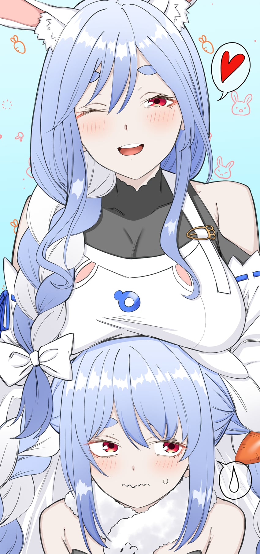 usada pekora, don-chan, and pekomama (hololive) drawn by sakura_kanawo