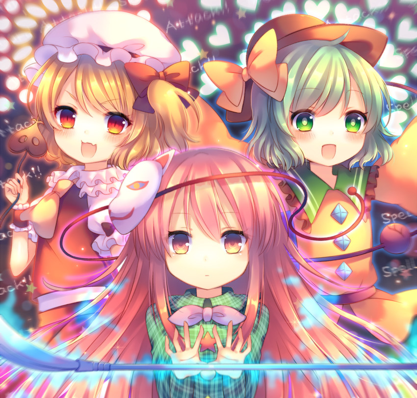 flandre scarlet, komeiji koishi, and hata no kokoro (touhou) drawn by coa_(chroo_x)