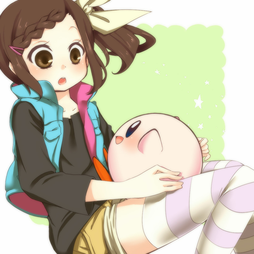 kirby and kaburagi kaede (kirby and 1 more) drawn by chabi_(amedama)
