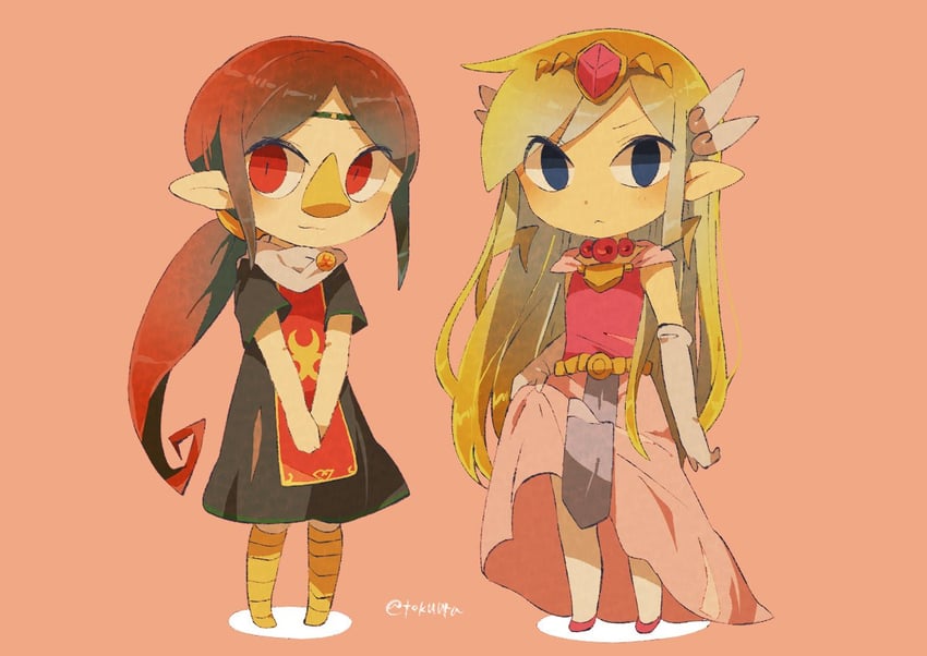 princess zelda, toon zelda, and medli (the legend of zelda and 1 more) drawn by tokuura
