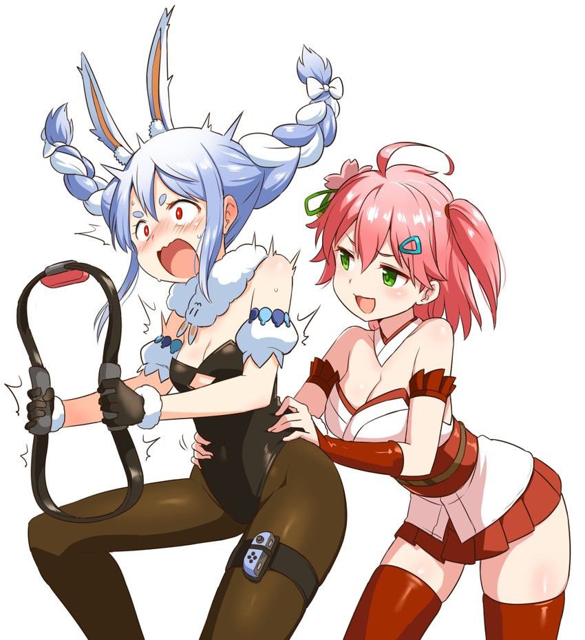 usada pekora, sakura miko, and don-chan (hololive and 2 more) drawn by zaxwu