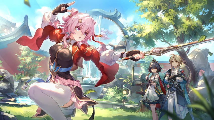 march 7th, yunli, and yanqing (honkai and 1 more)