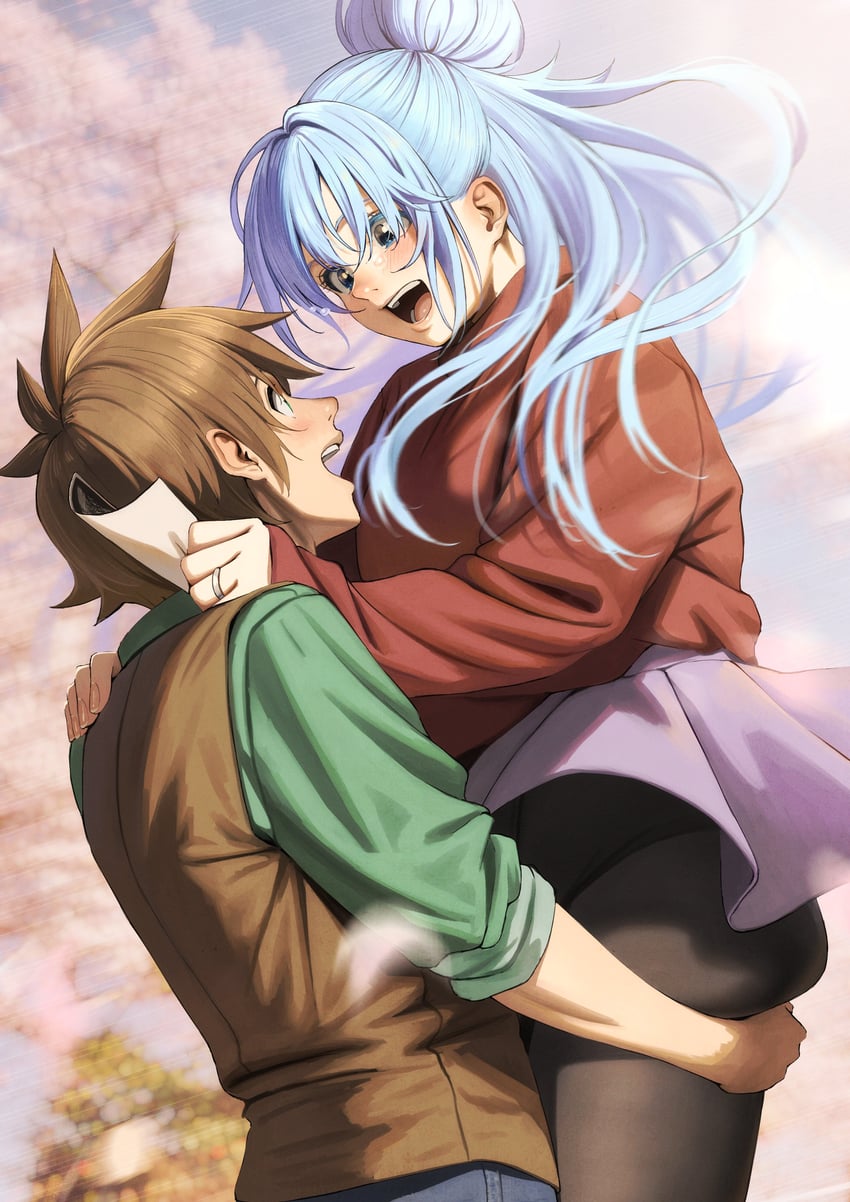 aqua and satou kazuma (kono subarashii sekai ni shukufuku wo!) drawn by izawa_(bhive003)