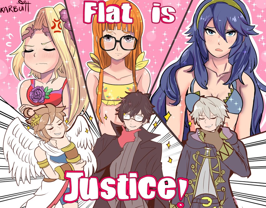 lucina, amamiya ren, sakura futaba, male robin, pit, and 1 more (fire emblem and 6 more) drawn by karbuitt