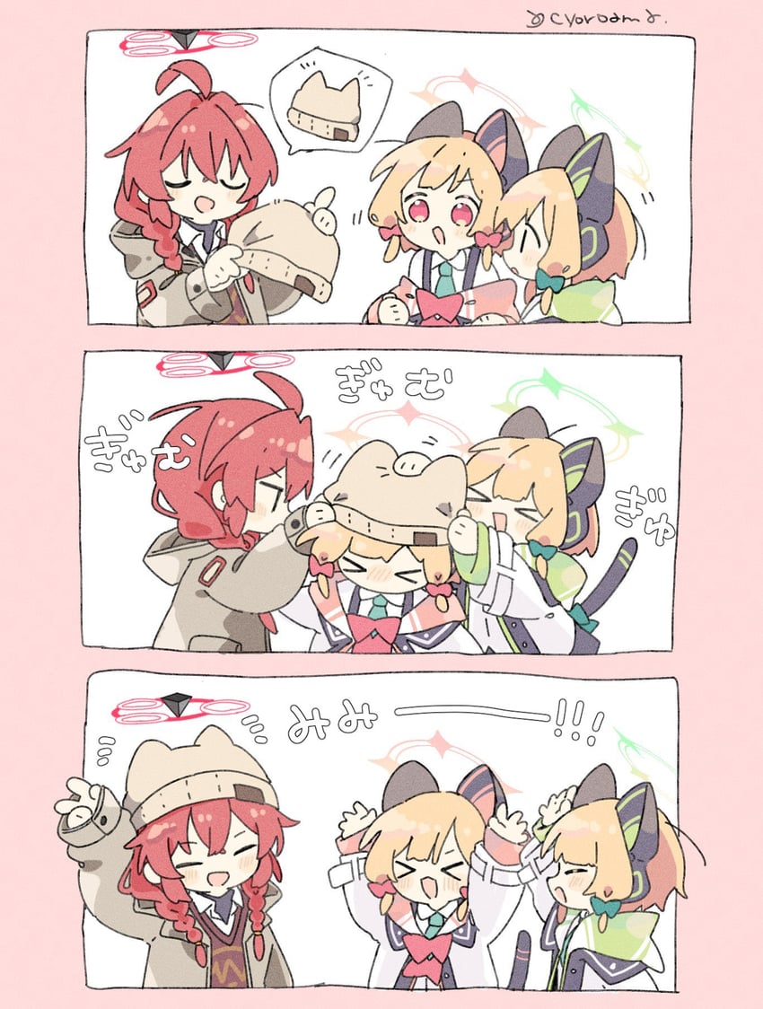 momoi, midori, and maki (blue archive) drawn by naguru_(cyoroama)