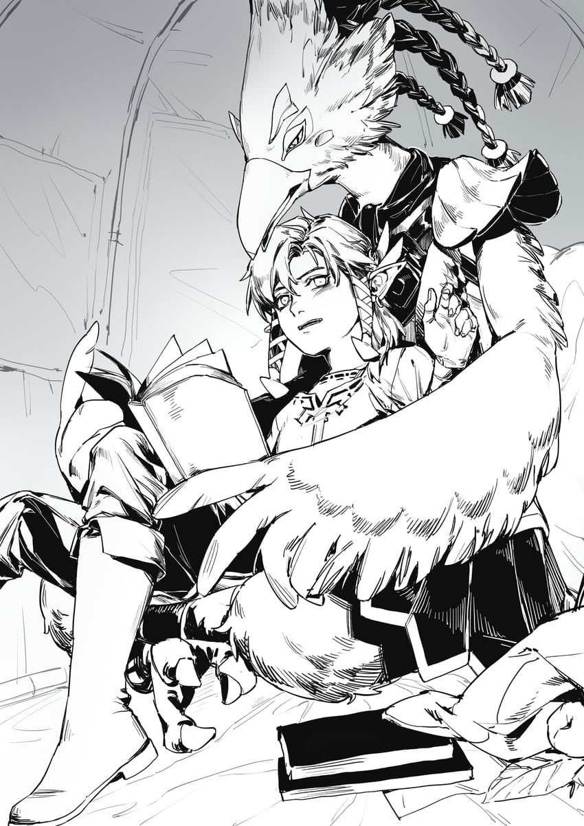 link and revali (the legend of zelda and 1 more) drawn by creamyghost