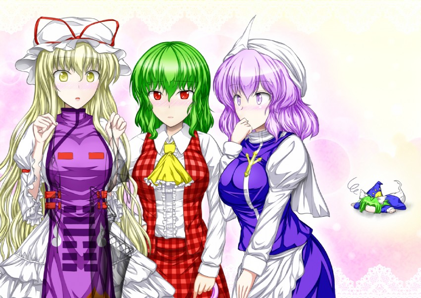 yakumo yukari, kazami yuuka, letty whiterock, and mima (touhou and 1 more) drawn by y2