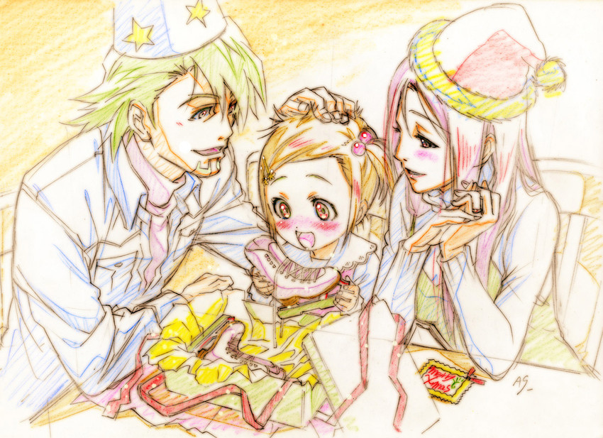 kaburagi t. kotetsu, kaburagi kaede, and kaburagi tomoe (tiger & bunny) drawn by nishida_asako