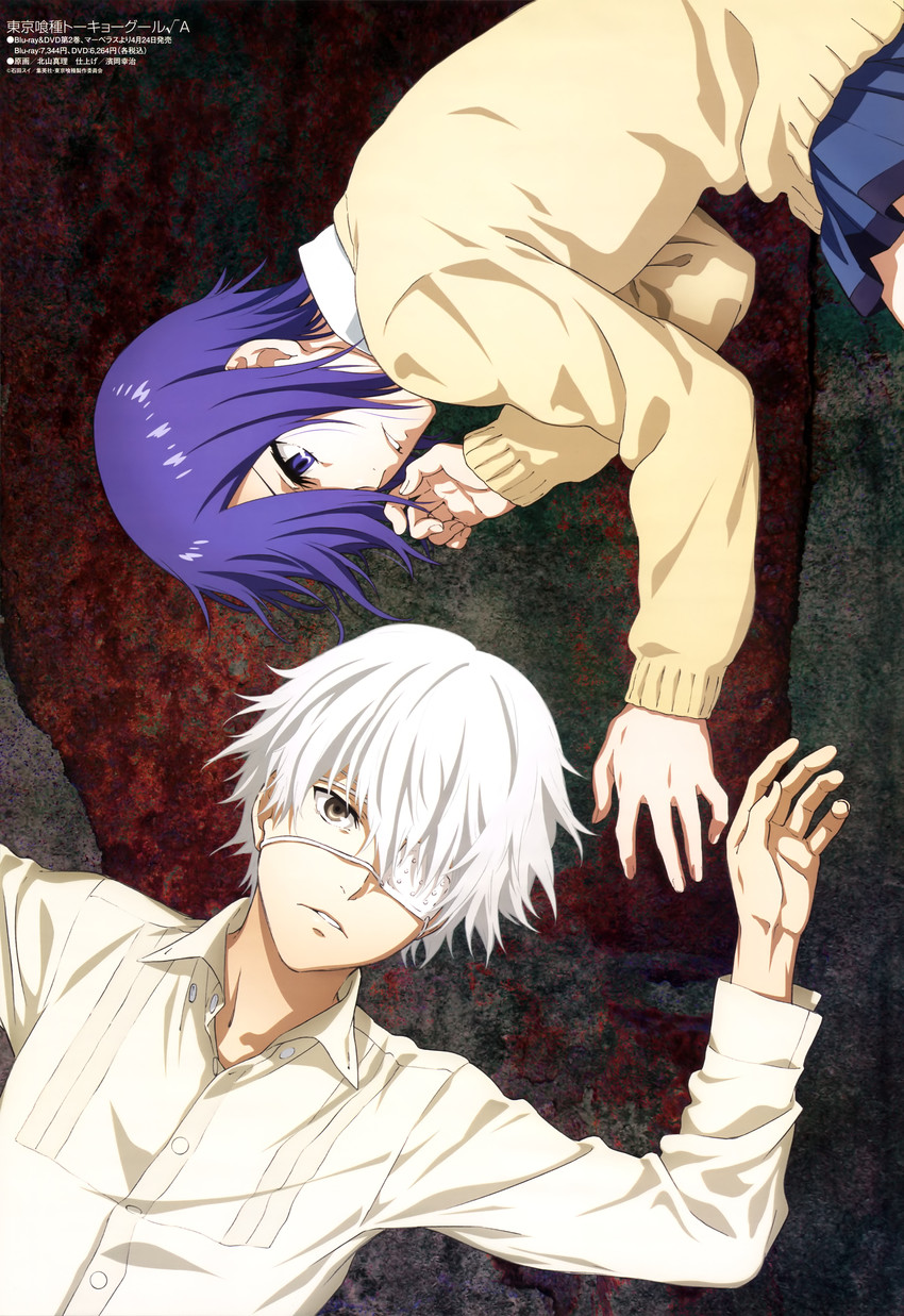 kaneki ken and kirishima touka (tokyo ghoul) drawn by kitayama_mari