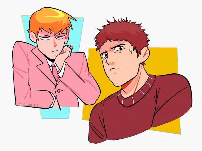 reigen arataka and serizawa katsuya (mob psycho 100) drawn by yescilantro
