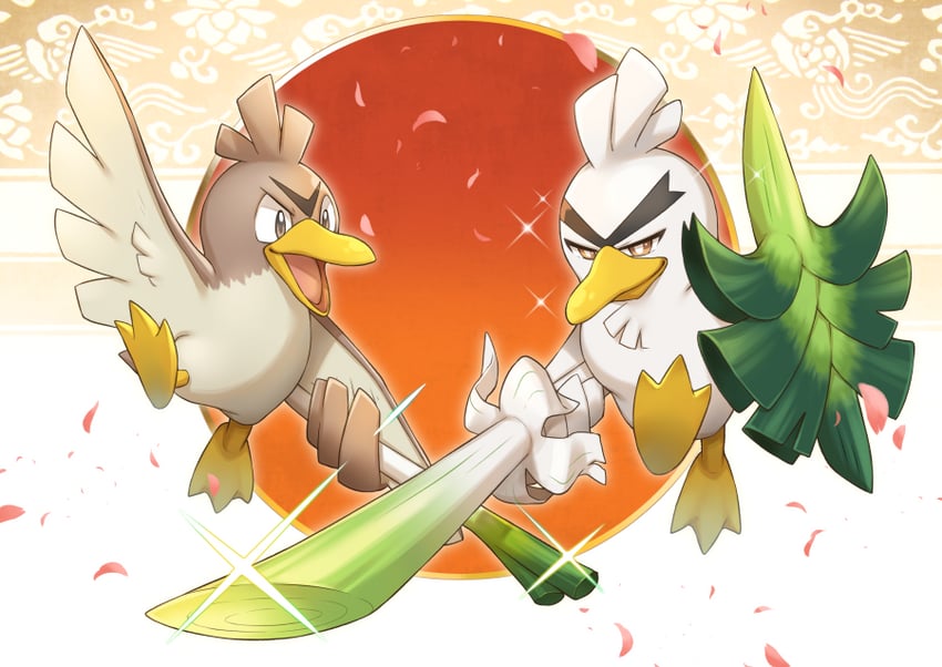sirfetch'd and farfetch'd (pokemon) drawn by kemonomichi_(blue_black)