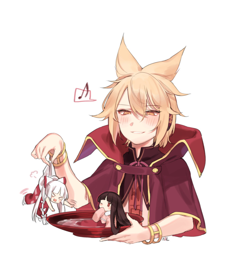 fujiwara no mokou, houraisan kaguya, and toyosatomimi no miko (touhou) drawn by shan