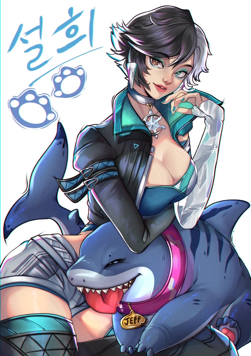 luna snow and jeff the land shark (marvel and 1 more) drawn by beneceadraws