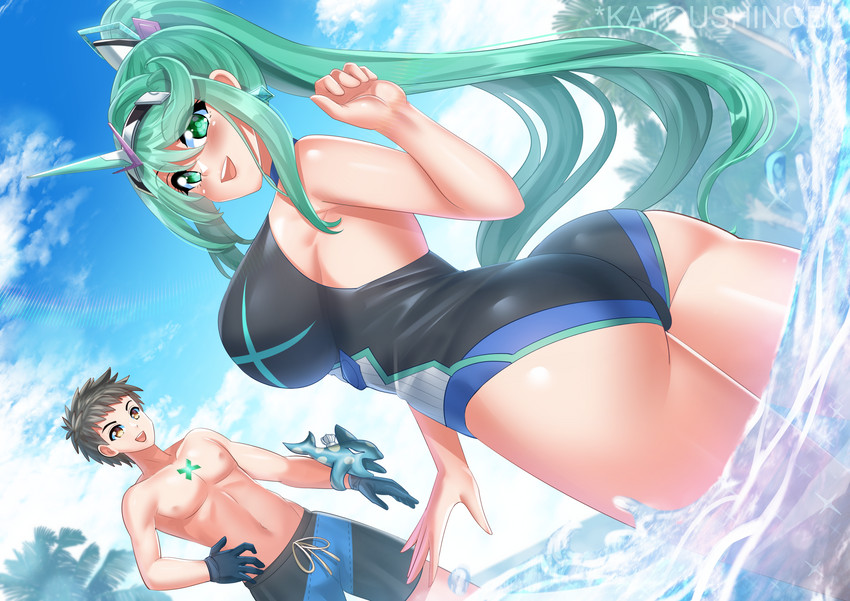 rex and pneuma (xenoblade chronicles and 1 more) drawn by katou_shinobu
