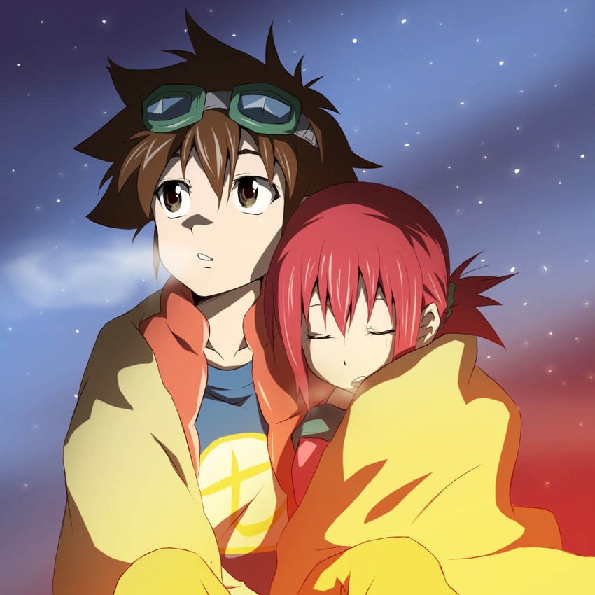 kudou taiki and hinomoto akari (digimon and 1 more) drawn by keito_(kandnext)
