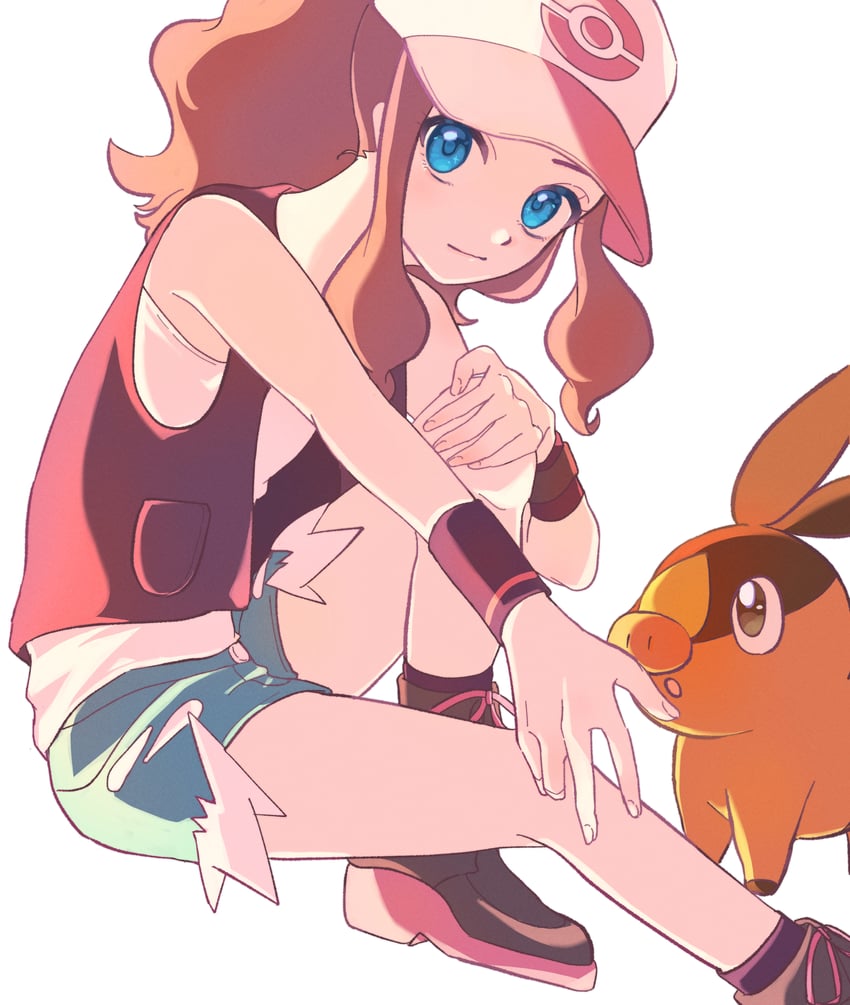 hilda and tepig (pokemon and 1 more) drawn by ryusa_(gjgd7445)