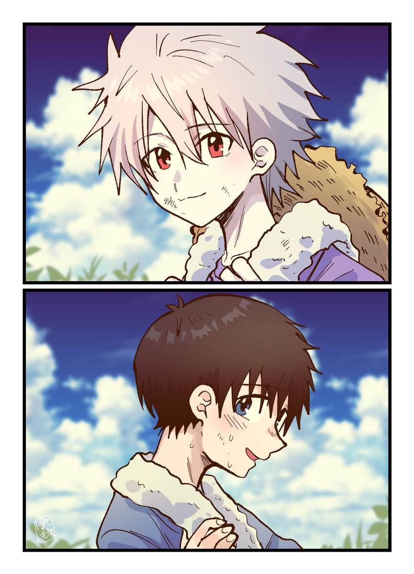 ikari shinji and nagisa kaworu (neon genesis evangelion) drawn by hashimo99187365