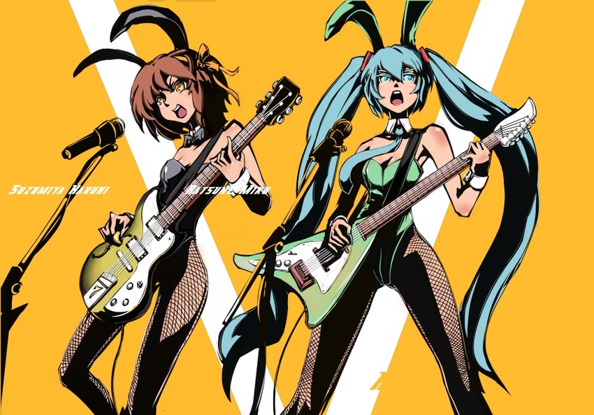 hatsune miku and suzumiya haruhi (vocaloid and 1 more) drawn by nephy