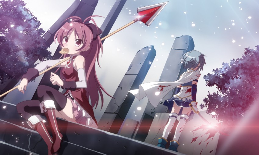 miki sayaka and sakura kyoko (mahou shoujo madoka magica) drawn by izumi_bell