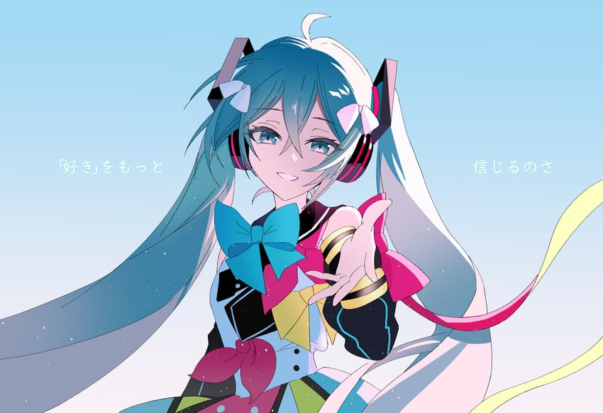 hatsune miku and magical mirai miku (vocaloid and 1 more) drawn by a0ja9k