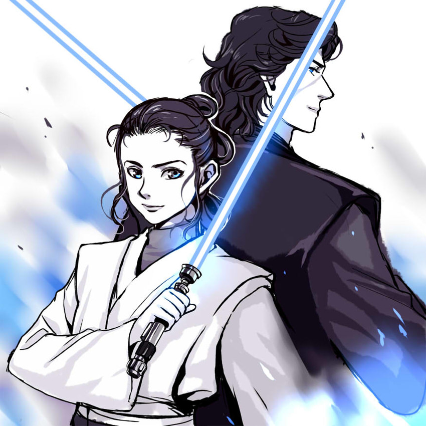 obi-wan kenobi, anakin skywalker, rey, kylo ren, and ben solo (star wars and 1 more) drawn by maronee_san