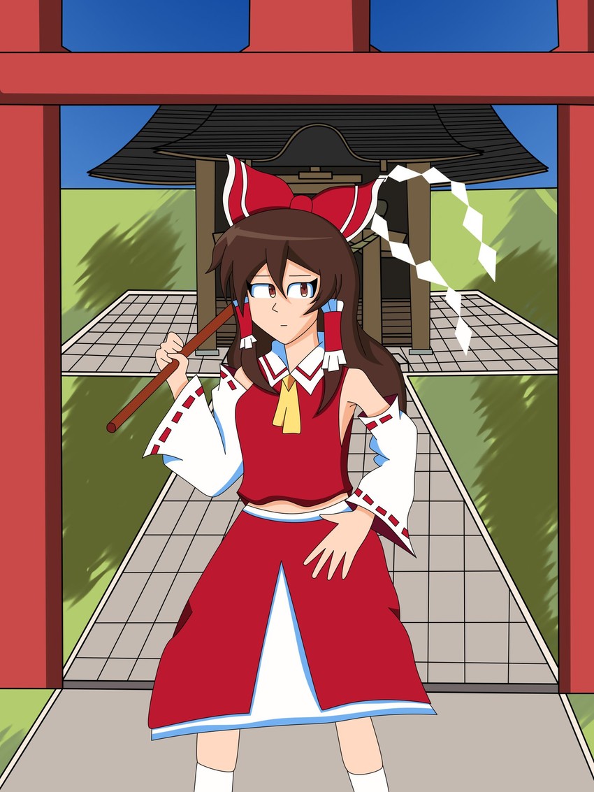 hakurei reimu (touhou) drawn by yukari's_art_gap