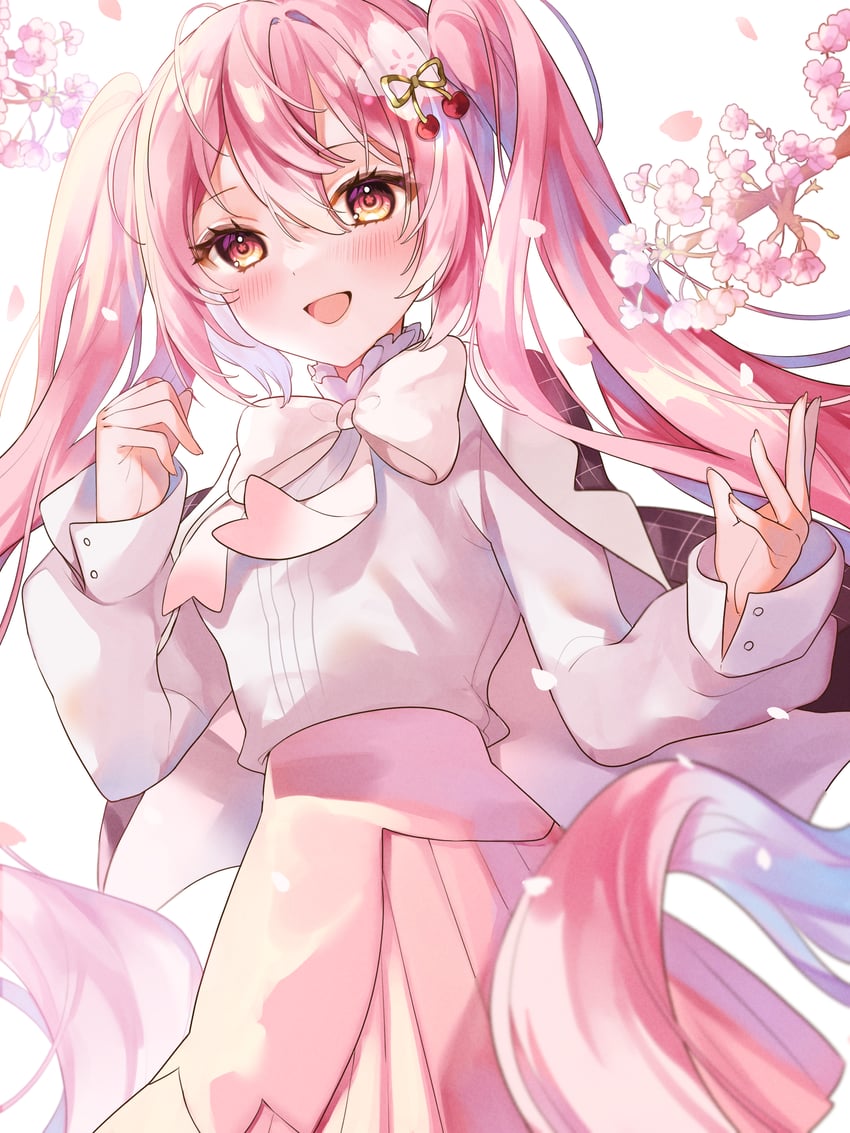 hatsune miku and sakura miku (vocaloid) drawn by akigashi_i