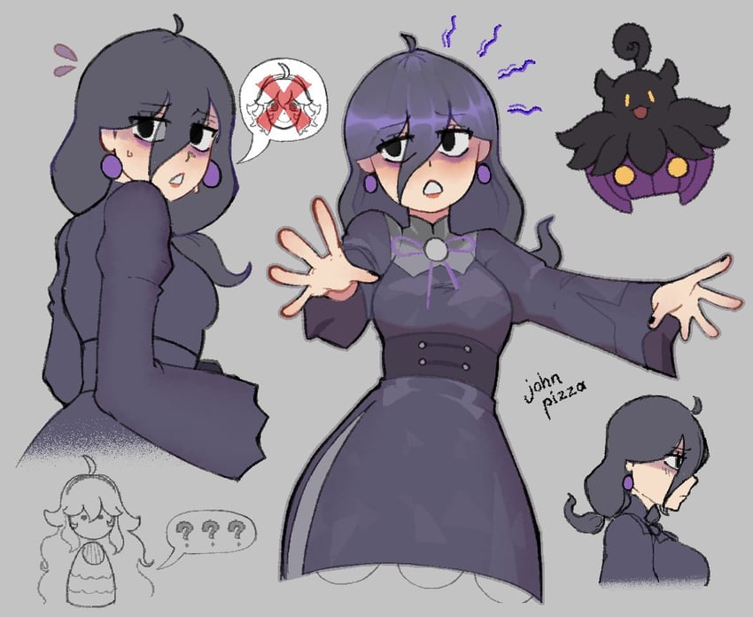 hex maniac and pumpkaboo (pokemon and 2 more) drawn by johnathanpizza