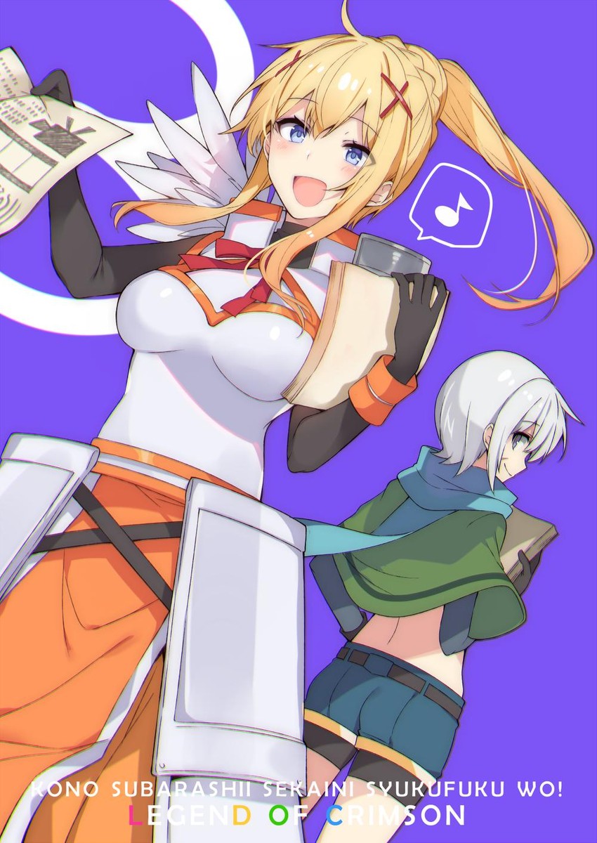 darkness and chris (kono subarashii sekai ni shukufuku wo!) drawn by mishima_kurone