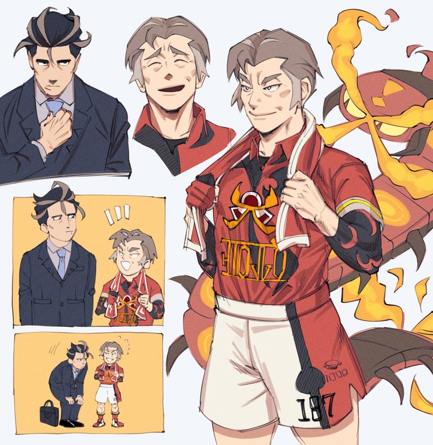 larry, kabu, and centiskorch (pokemon and 3 more) drawn by pesuland