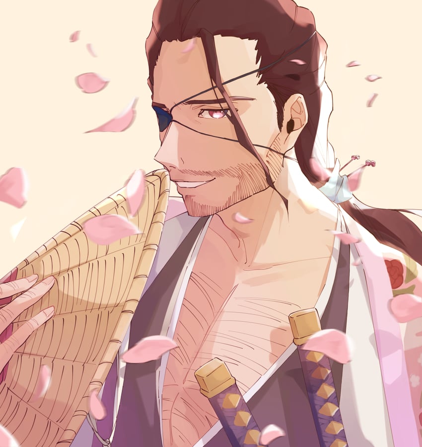kyouraku shunsui (bleach and 1 more) drawn by hannahyu