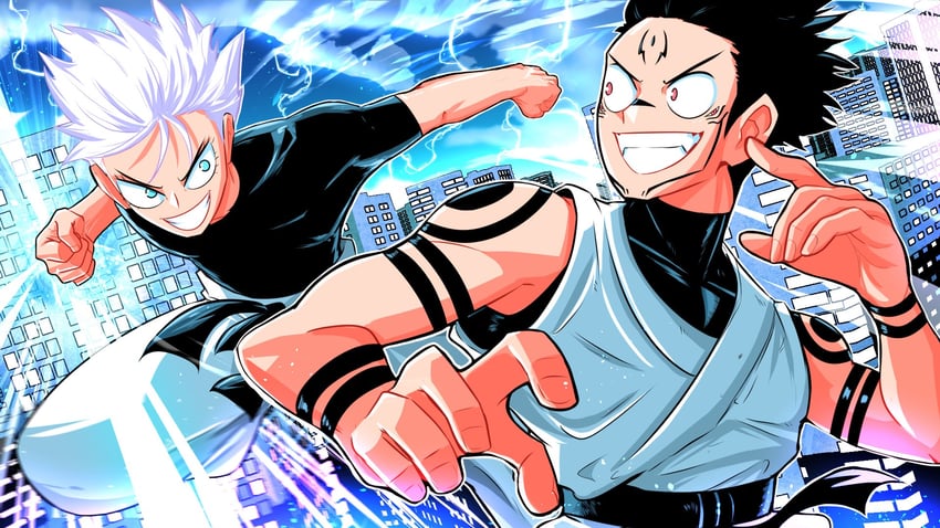 gojou satoru and ryoumen sukuna (jujutsu kaisen) drawn by sonchapo