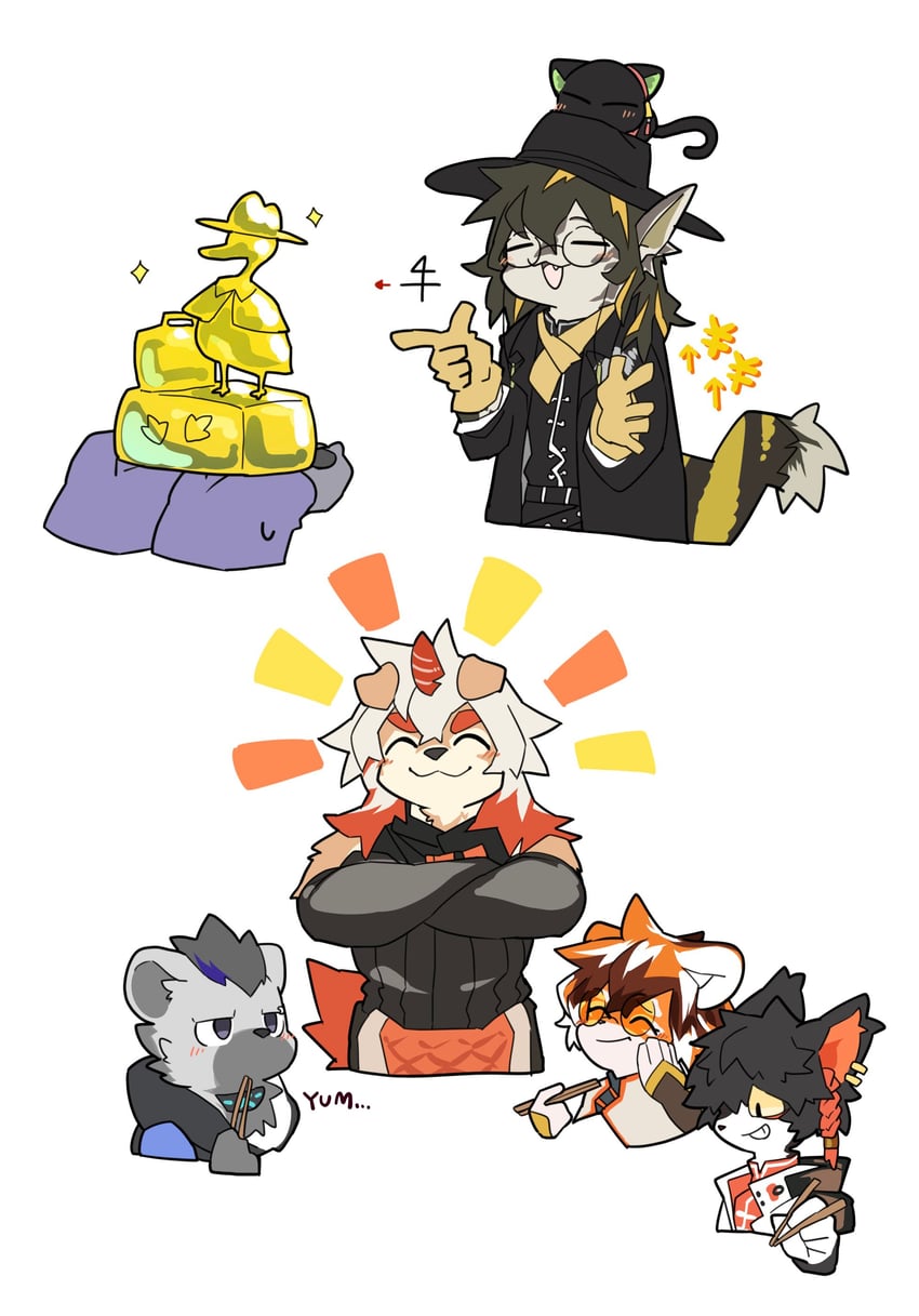 luo xiaohei, hung, waai fu, lee, spot, and 1 more (luo xiaohei zhanji) drawn by yo_kai_kuroxman