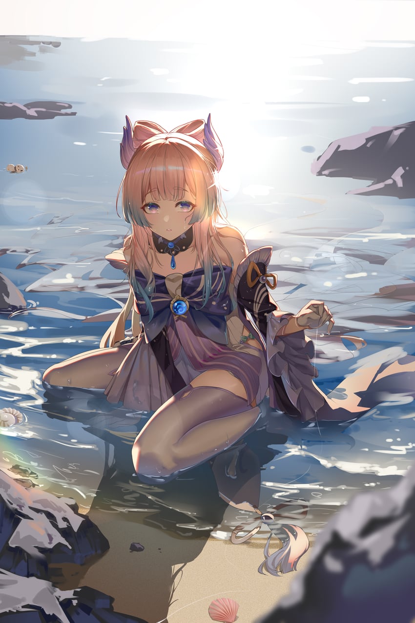 paimon and sangonomiya kokomi (genshin impact) drawn by tu_er_tm