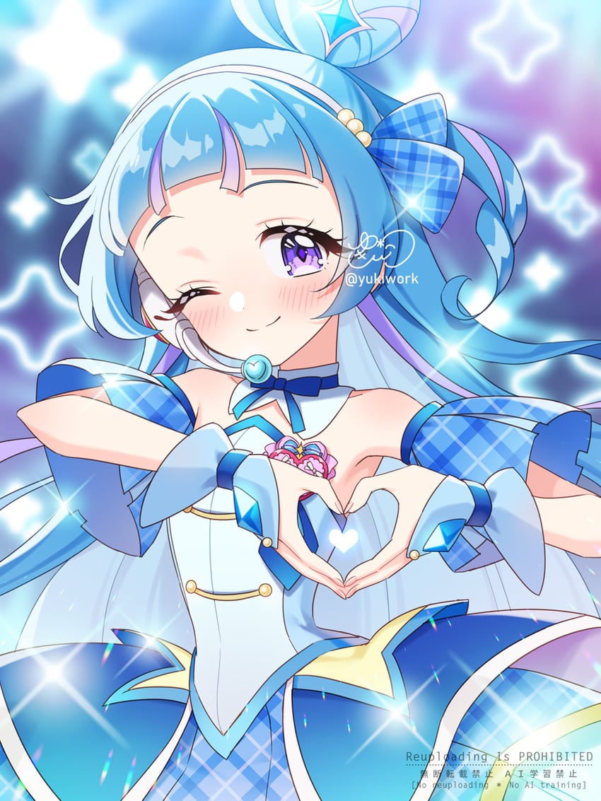 aokaze nana and cure wink (precure and 1 more) drawn by yukinko_(yukiwork)