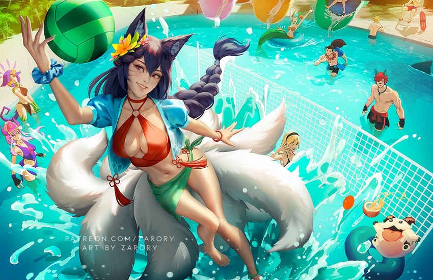 ahri, lux, ezreal, neeko, syndra, and 4 more (league of legends) drawn by zarory